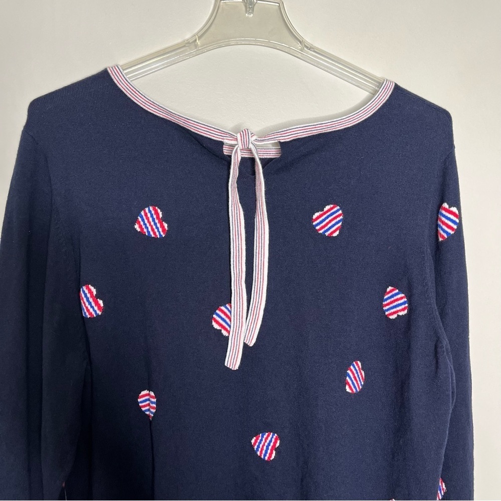 Talbots Plus Petite Navy Knit Pullover Sweater with Red/White/Blue Heart 3XP - Picture 11 of 11